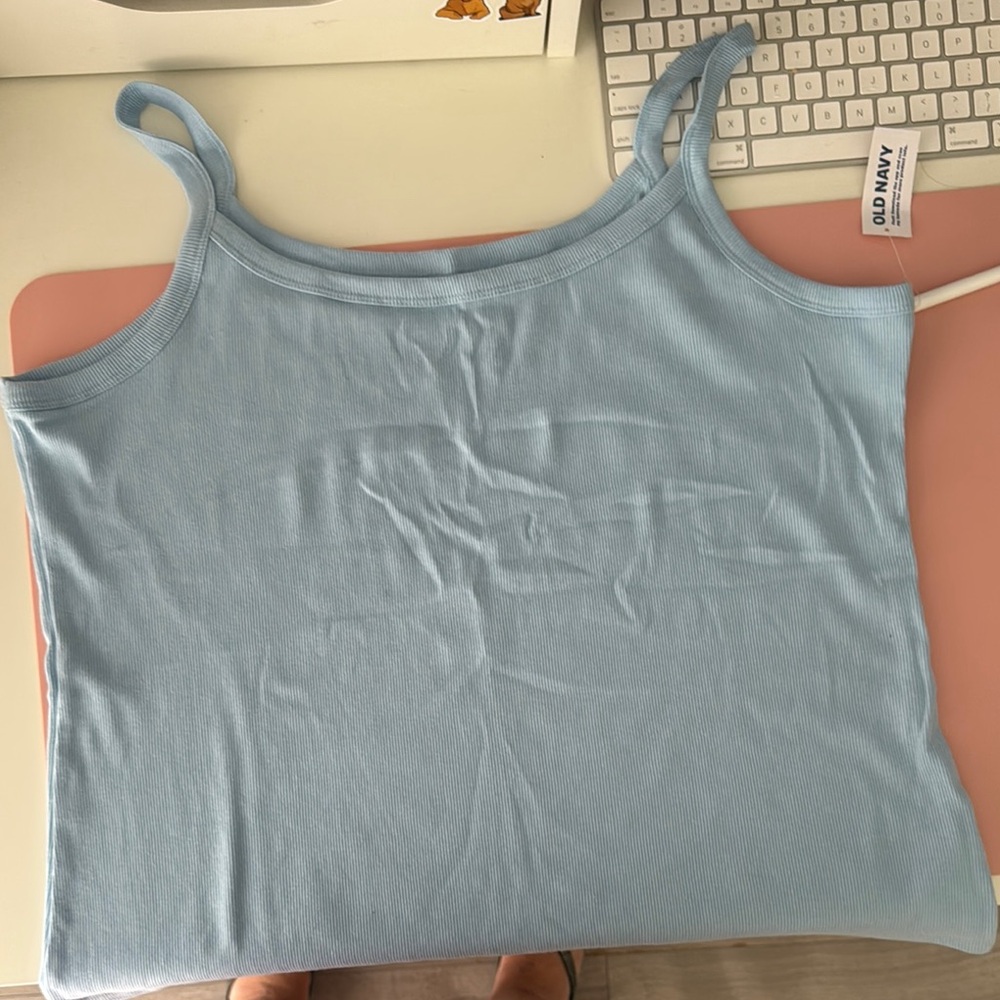 Divided Blue Fitted Sleeveless Camisole
